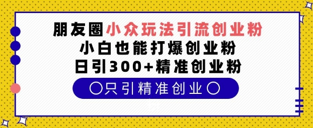 朋友圈小众玩法引流创业粉，小白也能打爆创业粉，日引300+精准创业粉【揭秘】-鑫梵淘
