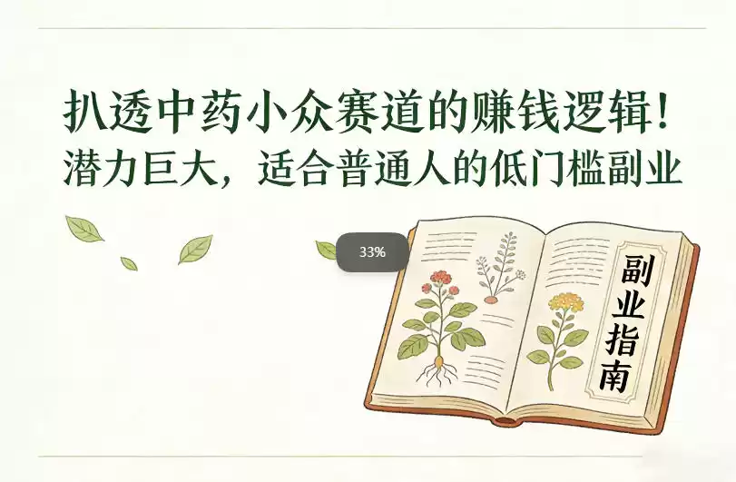 扒透中药小众赛道的賺米逻辑，潜力巨大，适合普通人的低门槛副业-鑫梵淘