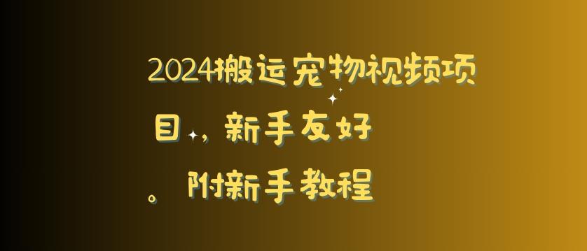 2024搬运宠物视频项目，新手友好，完美去重，附新手教程【揭秘】-鑫梵淘