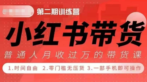 小Red书带货42天训练营 2.0版，宝妈+自由职+上班族+大学生，提高副业收入的大红利项目-鑫梵淘