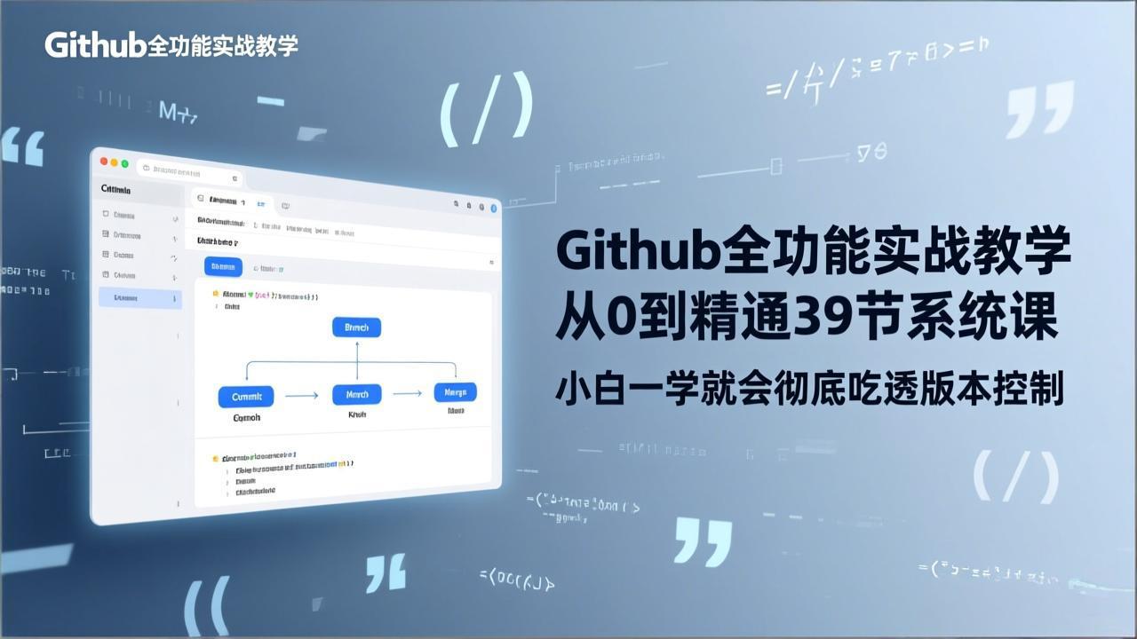 GitHub-全功能实战教学，从0到精通39节系统课，小白一学就会彻底吃透版本控制-鑫梵淘