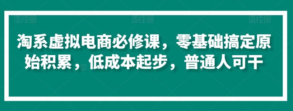 淘系虚拟电商必修课，零基础搞定原始积累，低成本起步，普通人可干-鑫梵淘