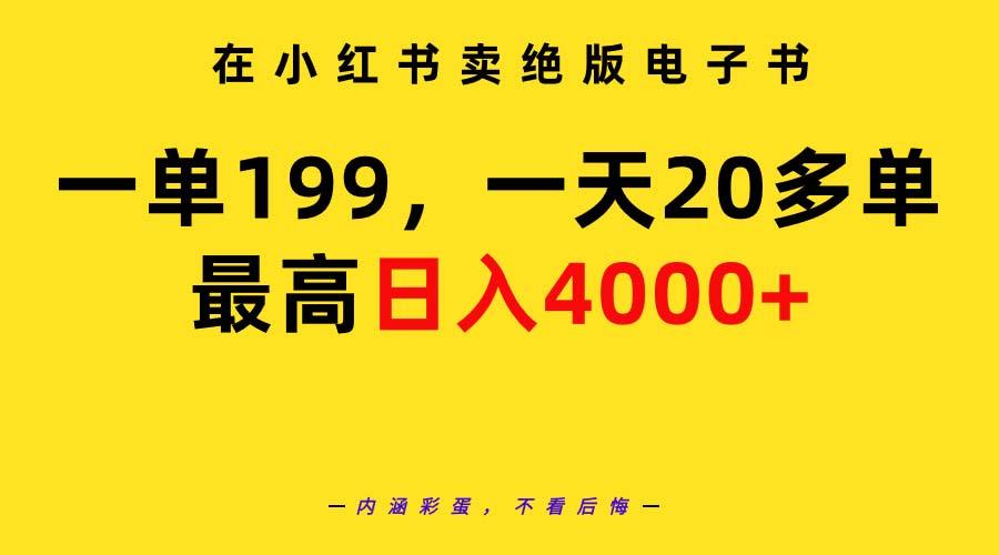 (9401期)在小红书卖绝版电子书，一单199 一天最多搞20多单，最高日入4000+教程+资料-鑫梵淘