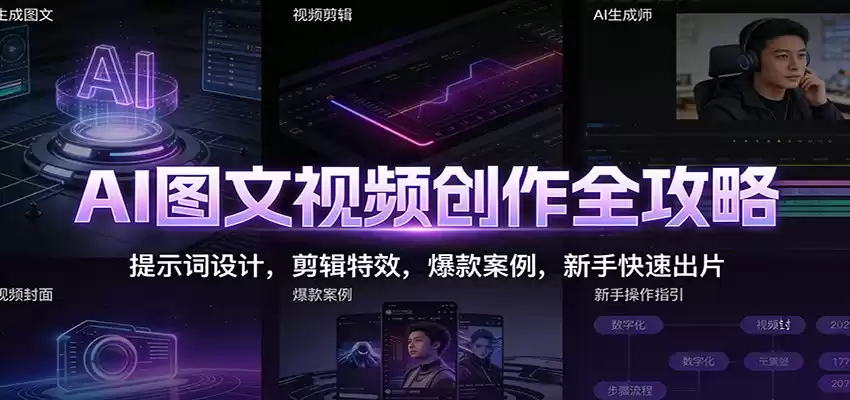 AI图文视频创作全攻略：提示词设计，剪辑特效，爆款案例，新手快速出片-鑫梵淘