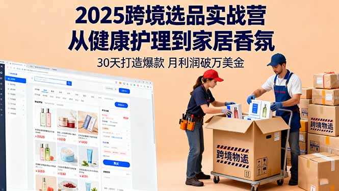 2025跨境选品实战营：从健康护理到家居香氛，30天打造爆款,月利润破万美金-鑫梵淘