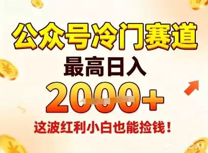 公众号冷门赛道，最高日入1k+，这波红利小白也能捡钱！-鑫梵淘
