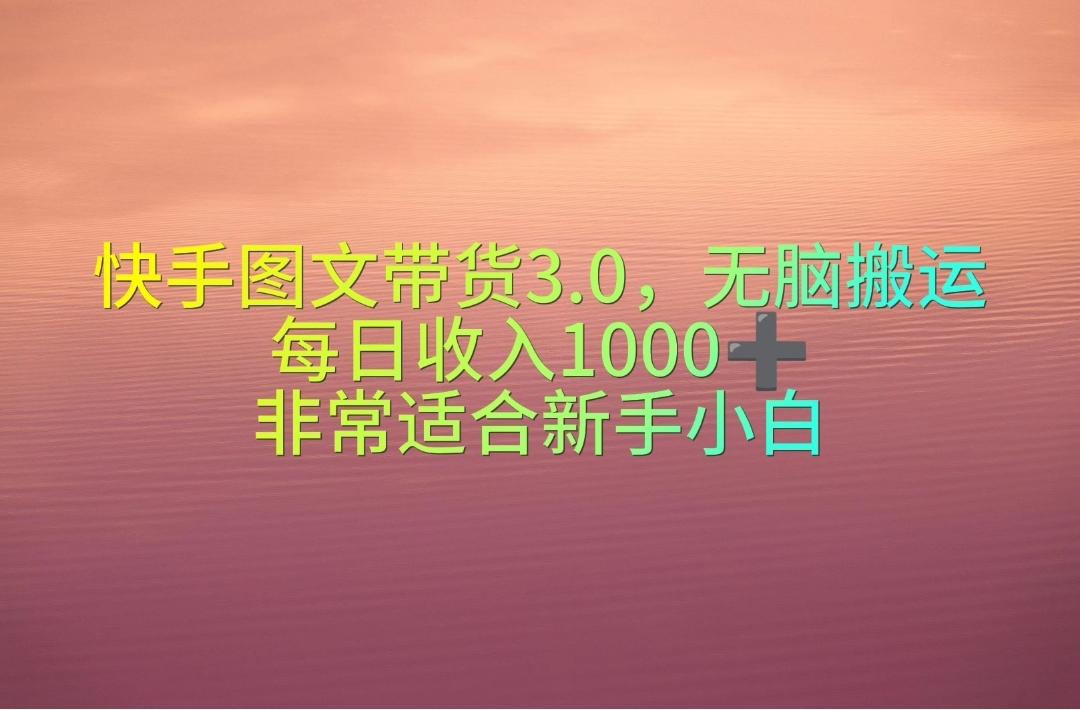快手图文带货3.0，无脑搬运，每日收入1000＋，非常适合新手小白-鑫梵淘