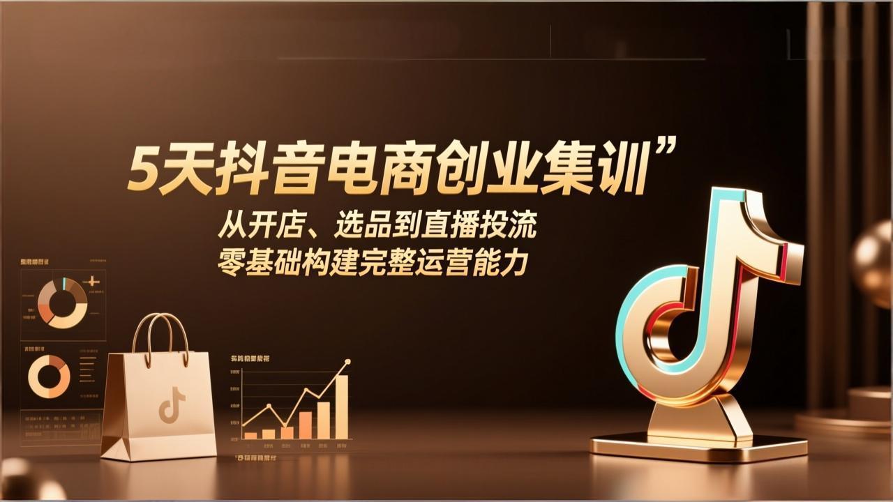 5天抖音电商创业集训：从开店、选品到直播投流，零基础构建完整运营能力-鑫梵淘