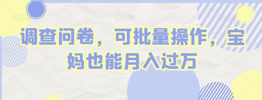 调查问卷，可批量操作，宝妈也能月入过万-鑫梵淘