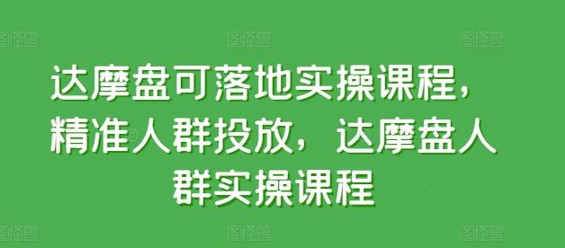 达摩盘可落地实操课程，精准人群投放，达摩盘人群实操课程-鑫梵淘