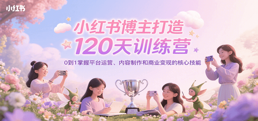 小红书博主打造120天训练营，0到1掌握平台运营、内容制作和商业变现-鑫梵淘