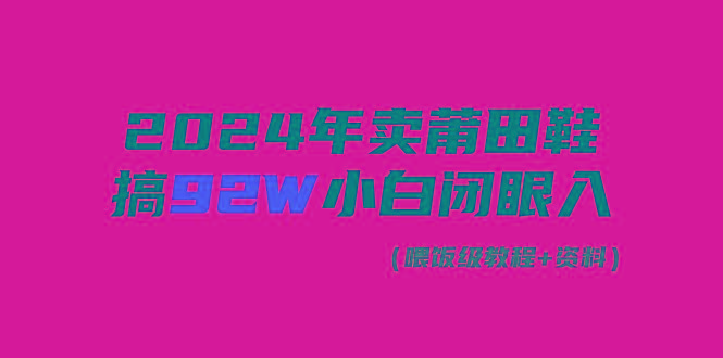 (9329期)2024年卖莆田鞋，搞了92W，小白闭眼操作！-鑫梵淘