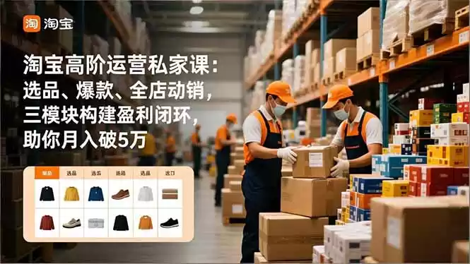 淘宝高阶运营私家课：选品、爆款、全店动销，三模块构建盈利闭环，助你月入破5万-鑫梵淘