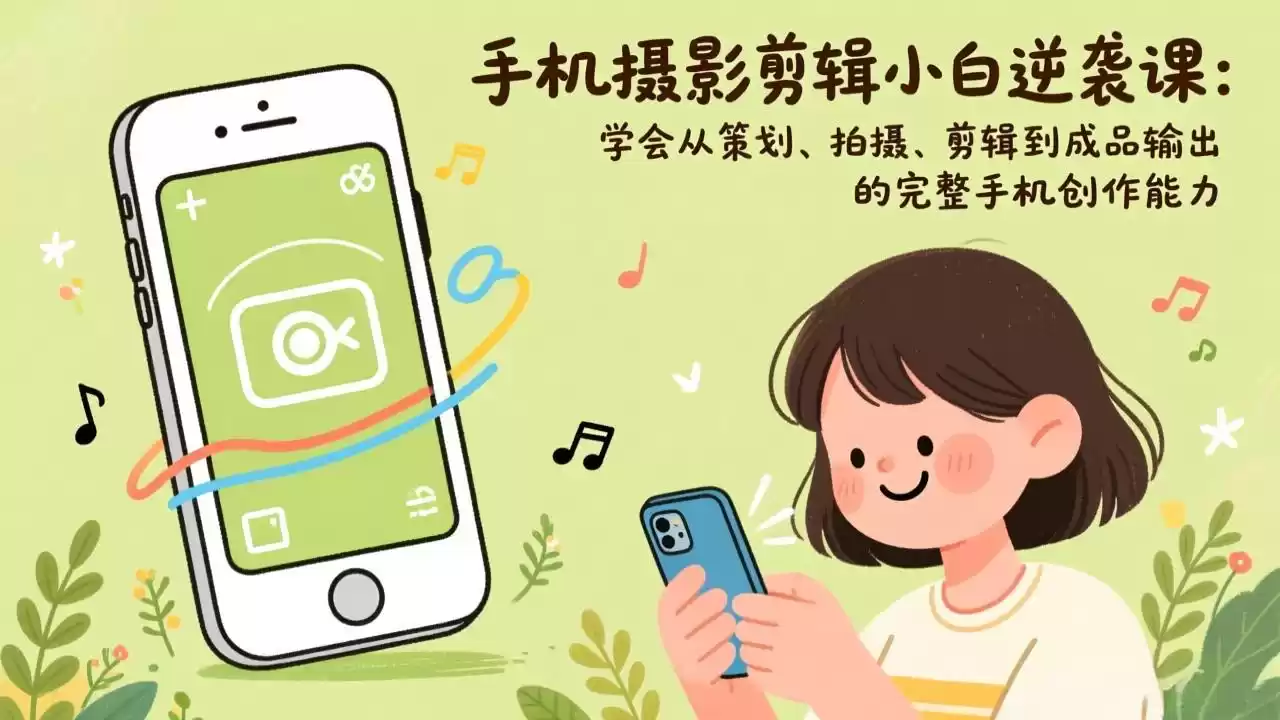 手机摄影剪辑小白逆袭课：学会从策划、拍摄、剪辑到成品输出的完整手机创作能力-鑫梵淘