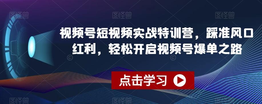视频号短视频实战特训营，踩准风口红利，轻松开启视频号爆单之路-鑫梵淘