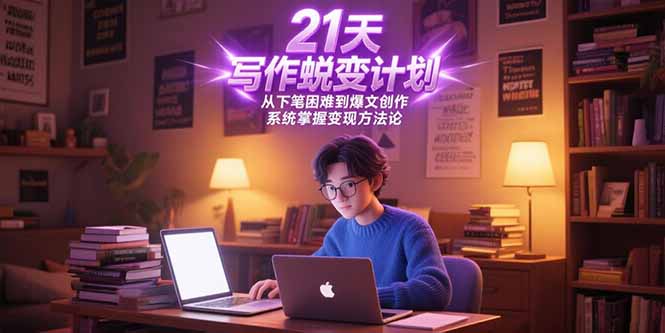 21天写作蜕变计划，从下笔困难到爆文创作，系统掌握变现方法论-鑫梵淘