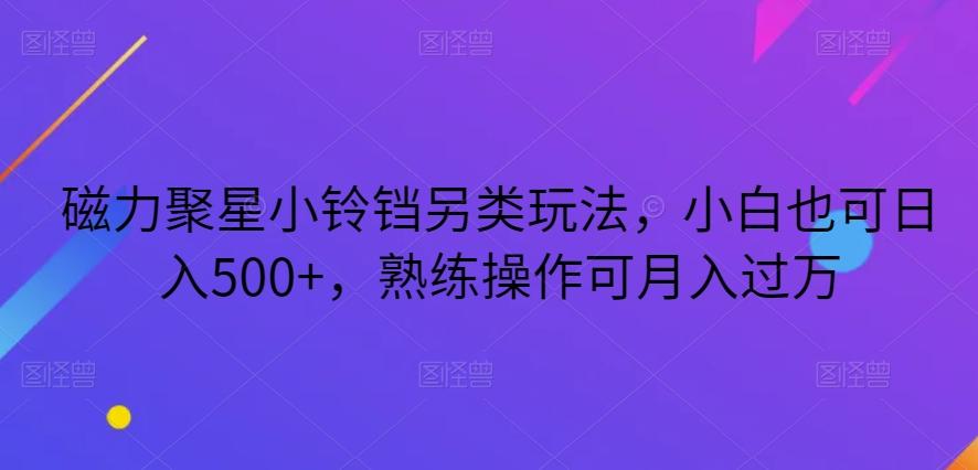 磁力聚星小铃铛另类玩法，小白也可日入500+，熟练操作可月入过万-鑫梵淘