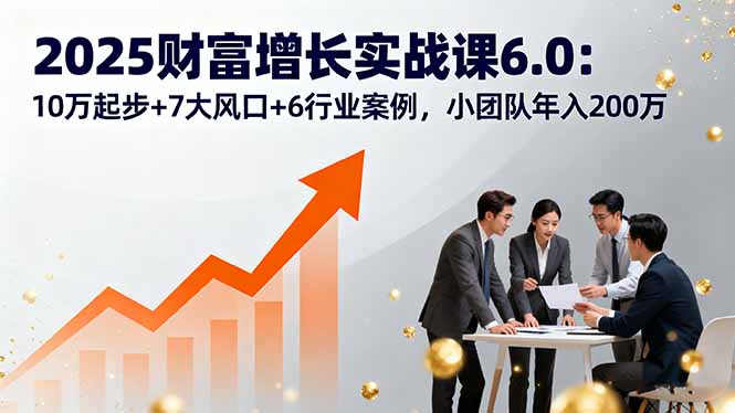 2025财富增长实战课6.0：10万起步+7大风口+6行业案例，小团队年入200万-鑫梵淘