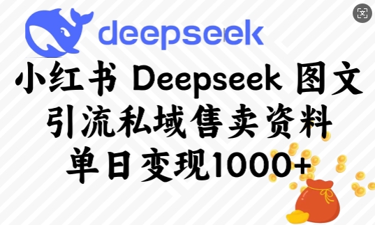 小红书Deepseek图文引流私域售卖资料，单日变现多张-鑫梵淘