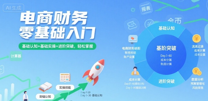 电商财务零基础入门，基础认知+基础实操+进阶突破，轻松掌握-鑫梵淘