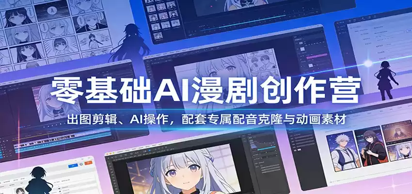 零基础AI漫剧创作营：出图剪辑、AI操作，配套专属配音克隆与动画素材-鑫梵淘