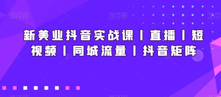 新美业抖音实战课丨直播丨短视频丨同城流量丨抖音矩阵-鑫梵淘