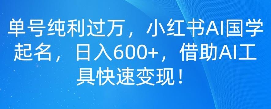 单号纯利过万，小红书AI国学起名，日入600+，借助AI工具快速变现-鑫梵淘
