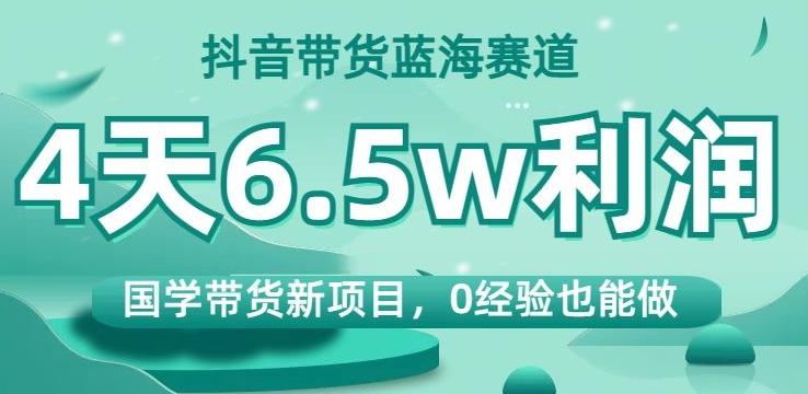 抖音带货蓝海赛道，国学带货新项目，0经验也能做，4天6.5w利润【揭秘】-鑫梵淘