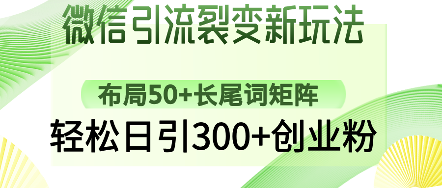 微信引流裂变新玩法：布局50+长尾词矩阵，轻松日引300+创业粉-鑫梵淘