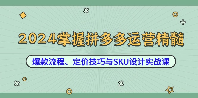 2024掌握拼多多运营精髓：爆款流程、定价技巧与SKU设计实战课-鑫梵淘