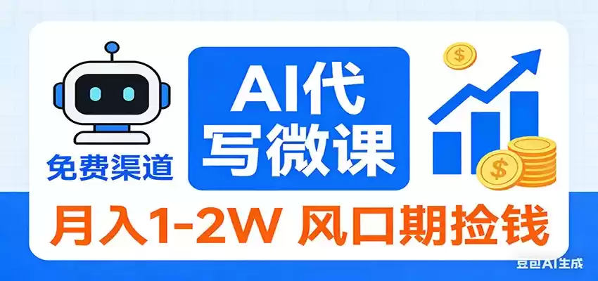 2026告别打工！AI 代写微课，提供免费渠道，月入 1-2W 风口期捡钱-鑫梵淘