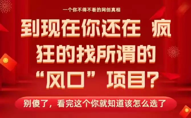 马上26年了，你还在找所谓的风口项目？别傻了，看完这个你全都懂了！【揭秘】-鑫梵淘