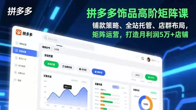 拼多多饰品高阶矩阵课，铺款策略、全站托管、店群布局，矩阵运营，打造月利润5万+店铺-鑫梵淘