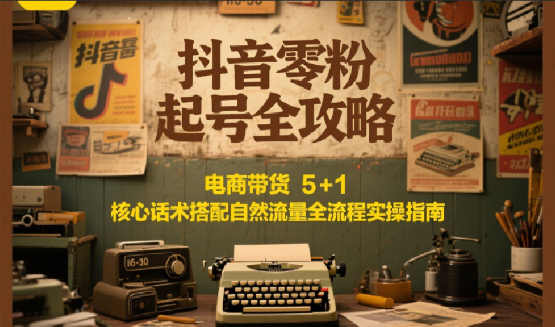 抖音零粉起号全攻略：电商带货 5+1 核心话术搭配自然流量全流程实操指南-鑫梵淘
