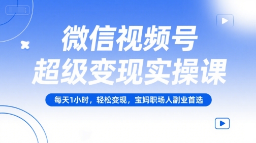 微信视频号超级变现实操课，每天1小时，轻松变现，宝妈职场人副业首选-鑫梵淘