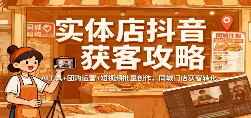 实体店抖音获客攻略：AI工具+团购运营+短视频批量创作，同城门店获客转化-鑫梵淘