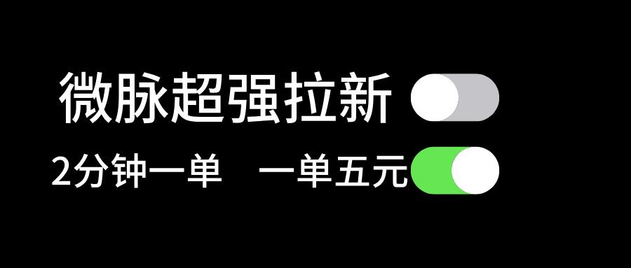 微脉超强拉新， 两分钟1单， 一单利润5块，适合小白-鑫梵淘