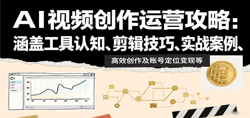 AI视频创作运营攻略：涵盖工具认知、剪辑技巧、实战案例、高效创作及账号定位变现等-鑫梵淘