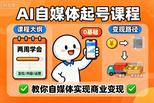 AI自媒体起号课程，0基础小白两周学会，教你自媒体实现商业变现-鑫梵淘