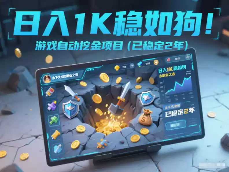 日入1K稳如狗！游戏自动挖金项目(已稳定2年)，永不失业的副业之选【揭秘】-鑫梵淘
