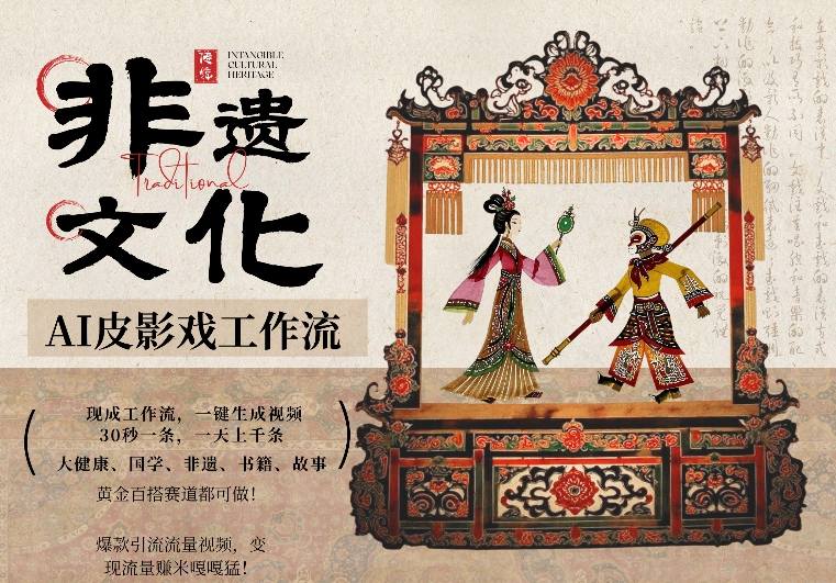 AI一键生成民俗文化非遗皮影戏视频，一刀不剪无需剪辑，30S一条，一天上百条，流量财富嘎嘎猛-鑫梵淘