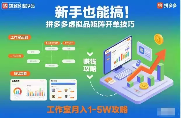 新手也能搞！拼多多虚拟品矩阵开单技巧，工作室月入1-5W攻略【揭秘】-鑫梵淘