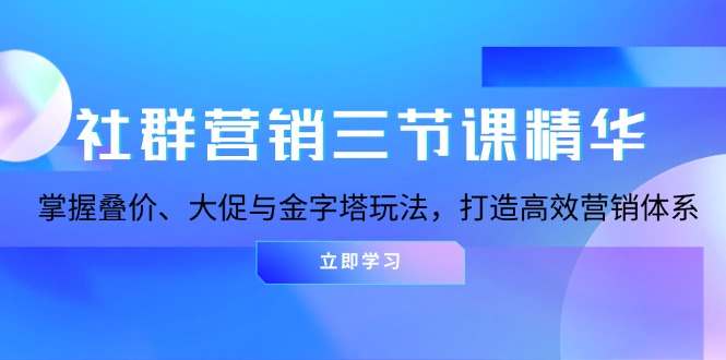 社群营销三节课精华：掌握叠价、大促与金字塔玩法，打造高效营销体系-鑫梵淘