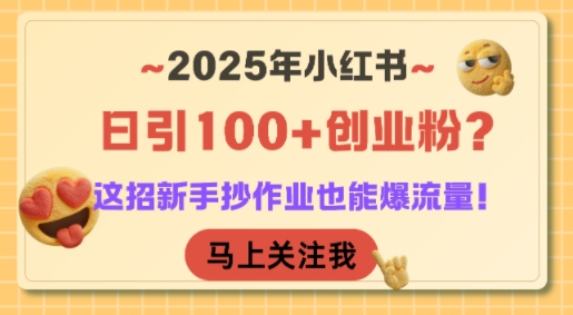 2025年小红书日引100+创业粉？这招新手抄作业也能爆流量！-鑫梵淘