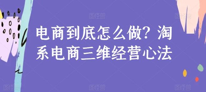 电商到底怎么做？淘系电商三维经营心法-鑫梵淘