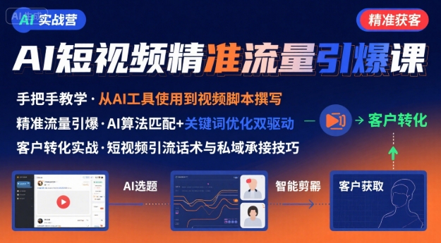 AI+短视频引爆精准客户实战营，手把手教你引爆Ai短视频精准流量-鑫梵淘