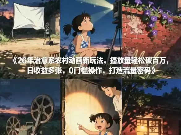 26年治愈系农村动画新玩法，播放量轻松破百万，日收益多张，0门槛操作，打造流量密码-鑫梵淘