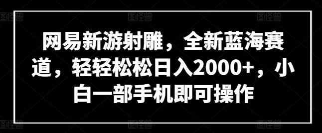 网易新游射雕，全新蓝海赛道，轻轻松松日入2000+，小白一部手机即可操作【揭秘】-鑫梵淘