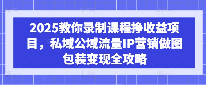 2025教你录制课程挣收益项目，私域公域流量IP营销做图包装变现全攻略-鑫梵淘