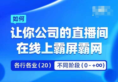 企业矩阵直播霸屏实操课，让你公司的直播间在线上霸屏霸网-鑫梵淘